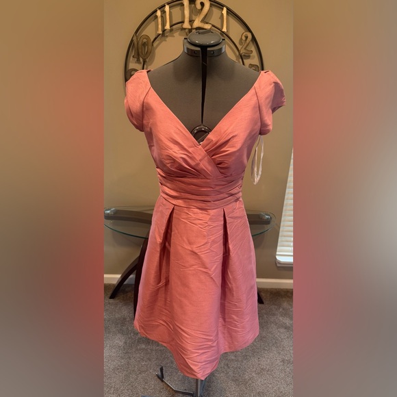 Elegant Pink Cap Sleeve Dress by‎ Alfred Sung Size 8 Sample NWT - Picture 1 of 5